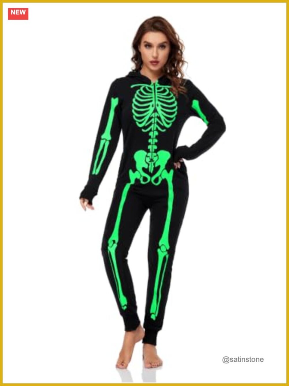 Glow in the Dark Skeleton Halloween Onesie Jumpsuit Costume Cosplay